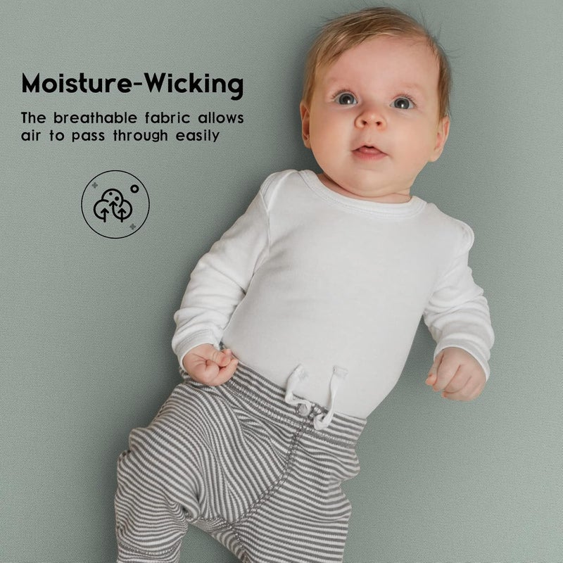 YOOFOSS Baby Crib Sheets for Boys Girls, Fitted Crib Sheet 2 Pack for Standard Crib and Toddler Mattress, Super Soft Microfiber Baby Sheet 28x52x8in(Green+Leaf) - Image 5